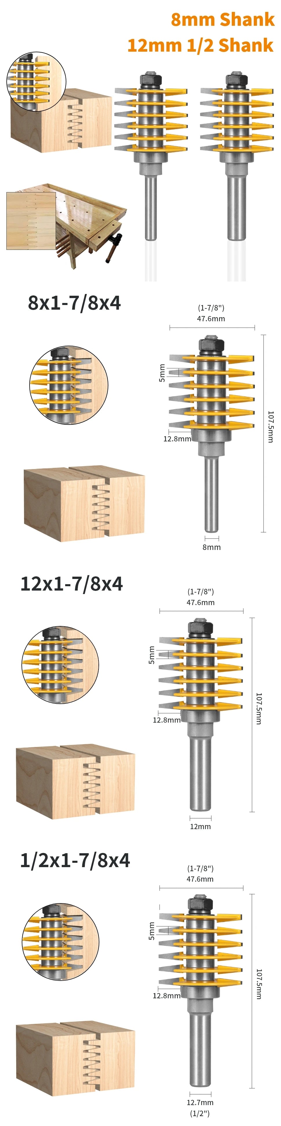YUSUN 2-Teeth Adjustable Finger Joint Router Bit – Professional Woodworking Tool
