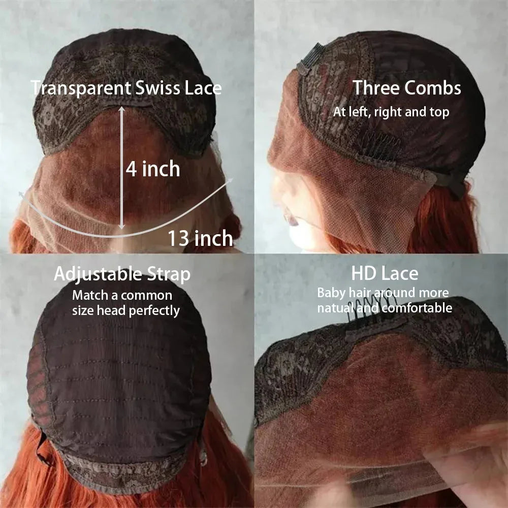 13x4 HD Short Ombre Blonde Wig Straight Bob Lace Front Wig Pre Plucked Synthetic Short Lace Frontal Wig Glueless Daily Cosplay