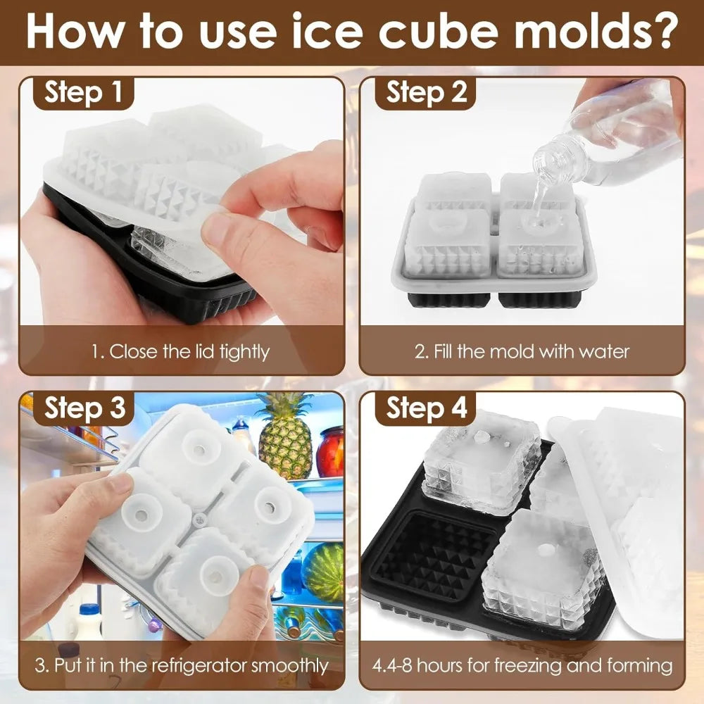 Silicone Ice Cube Tray with Lid – Easy-Release Freezer Mold for Ice, Chocolate & More