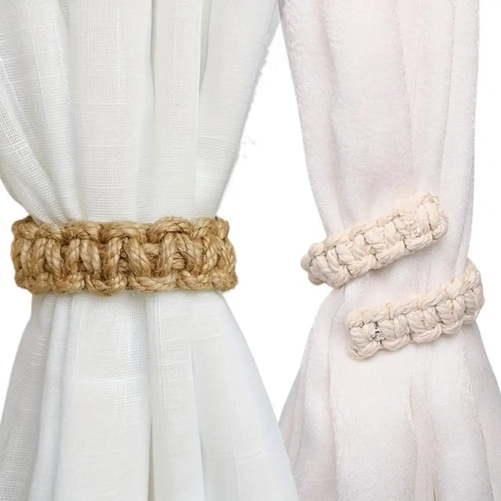 Hemp Rope Curtain Ties | Braided Jute Curtain Tiebacks | Rustic Classic Style Home Decor for Drapes & Curtains