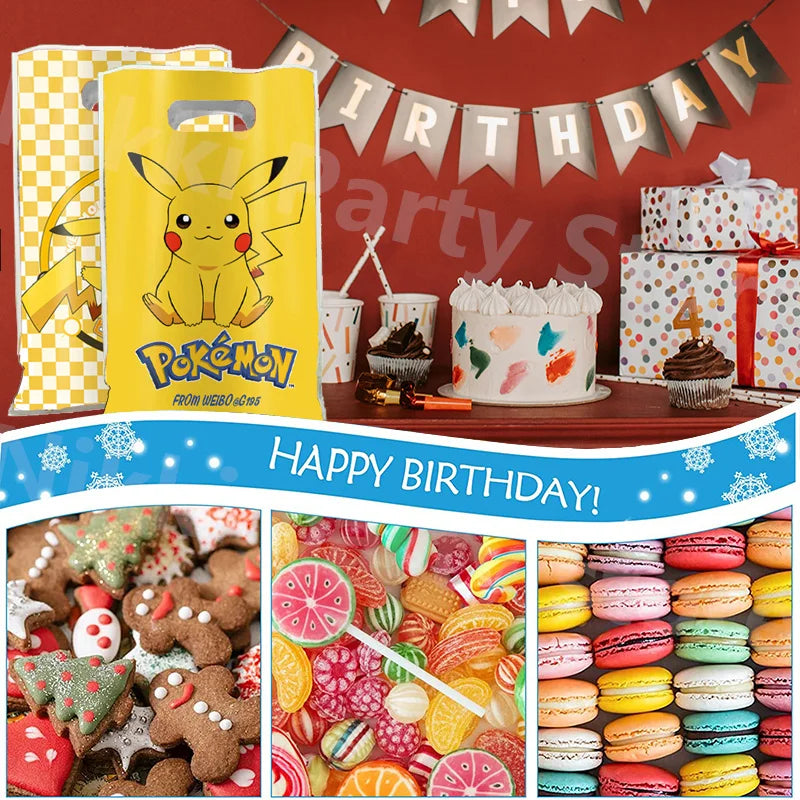 Pokemon Party Bags 16.5*25cm Pikachu Birthday Candy Bag Loot Bag Birthday Party Supplies Decorations Kids Toys Gift Party Favors