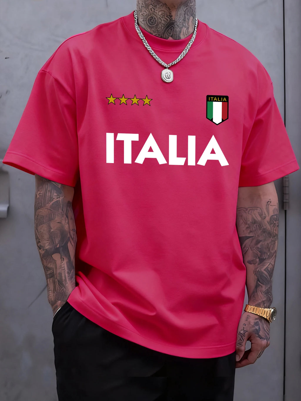 Italian Flag T-Shirt – Unisex Oversized Cotton Casual Summer Tee