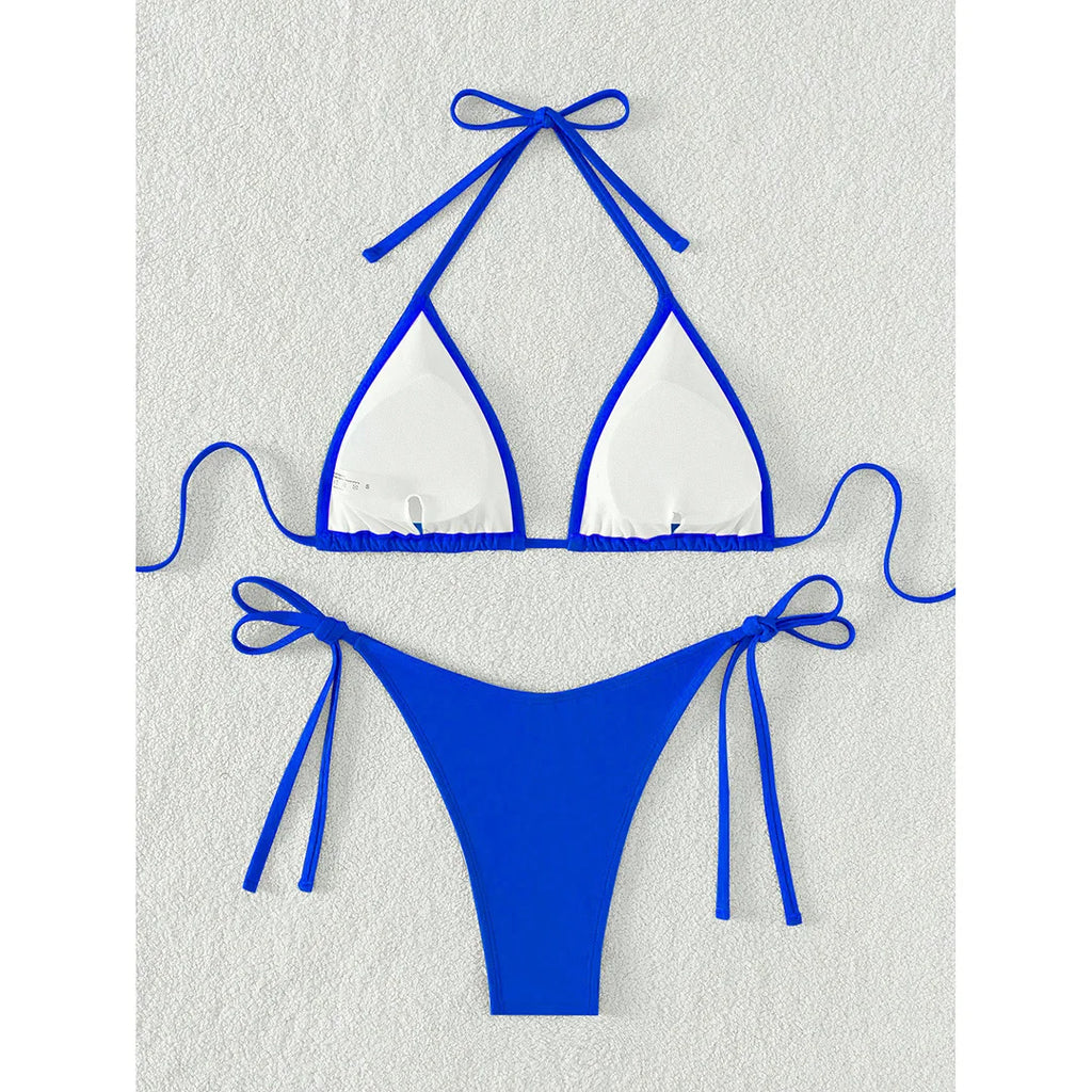 Brazilian Halter Bikini Set – Women's Padded Two-Piece Swimsuit (7 Colors)