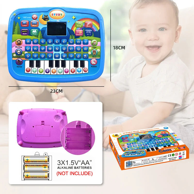 Kids Educational LED Tablet Toy – Literacy, Math & Music Learning for Ages 3+ (Birthday & Christmas Gift)
