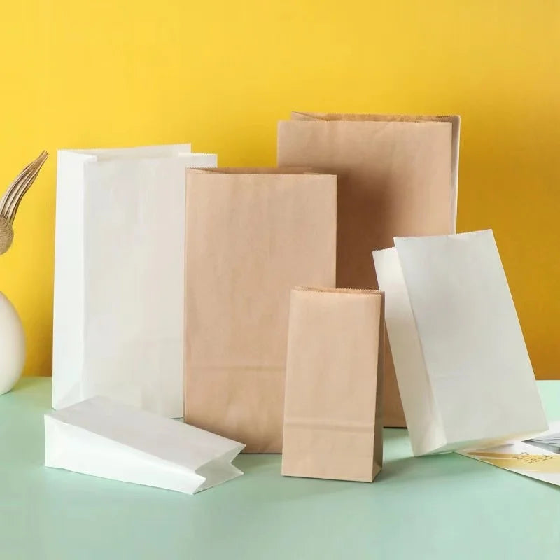 Paper Lunch Bags 50/100PCS Kraft Paper Sandwich Bags for Bread Snack Small Paper Grocery Bags Food Packaging Take Away Bag