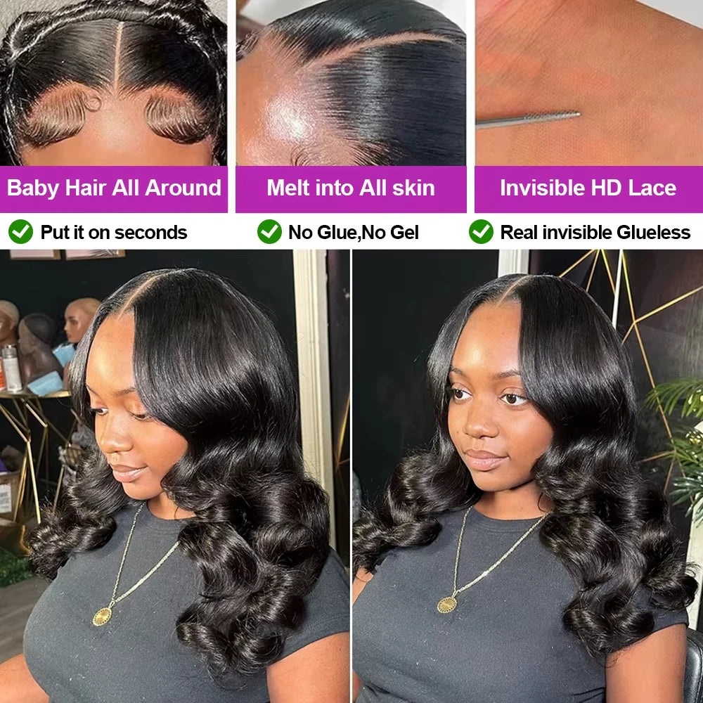 210 Density Bob Wig Human Hair 13x6 HD Lace Wigs Body Wave Human Hair Wig pre plucked Pre Cut Brazilian Lace Front Wig For Women