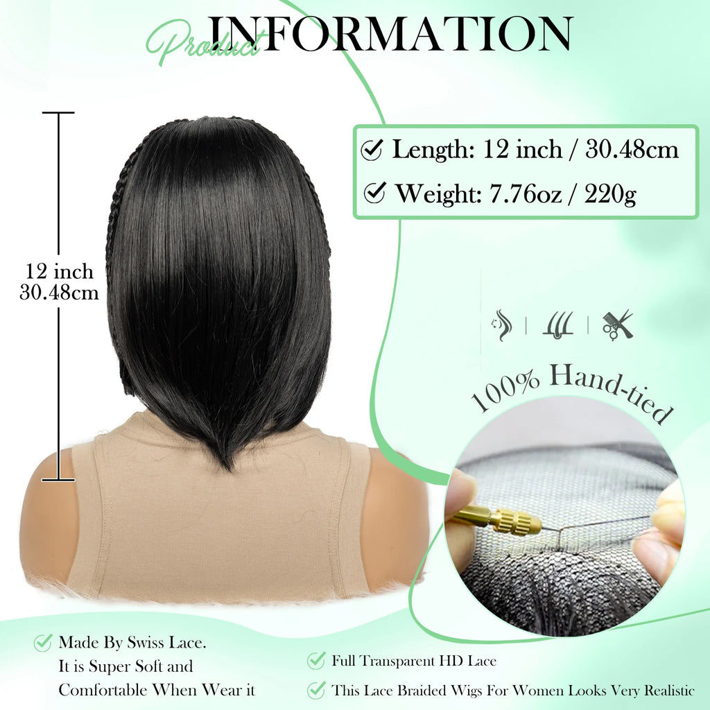 Synthetic Cornrow Braided Wigs Straight 13x4 Lace Frontal Wig With Baby Hair Partition Design With Braided For Black Women