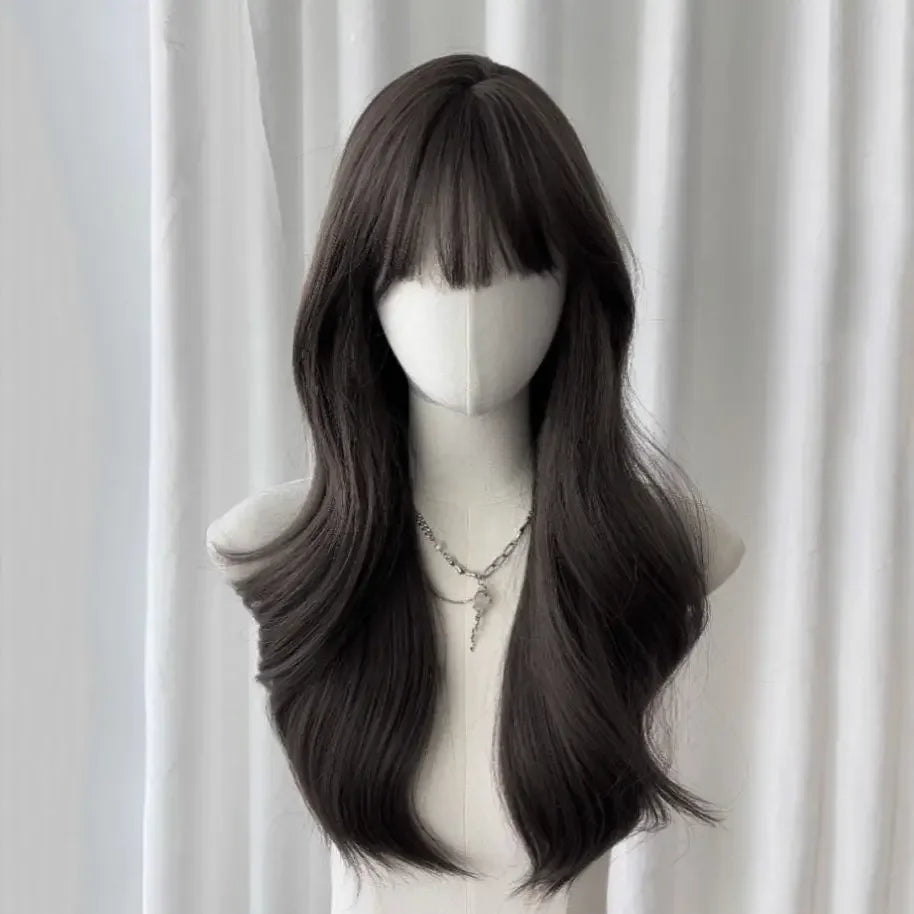 Ashely Black Brown Wig for Woman 24inch Daily Use Lolita Water Wavy Big Waves Long Curly Hair Long Straight Hair Synthetic Wigs