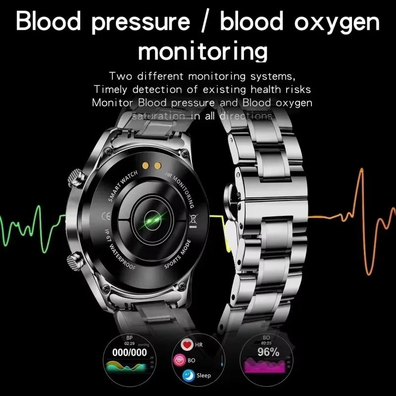 LIGE Men's Bluetooth Smartwatch – Full Touch Steel Sports Watch, IP67 Waterproof