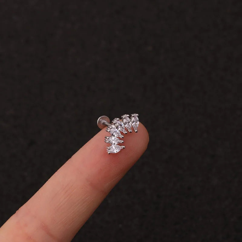 1PC 16G New Cross Heart Flower Crown Tragus Helix Stainless Steel Labret Lip Bar Rings Stud Cartilage Ear Piercing Body Jewelry