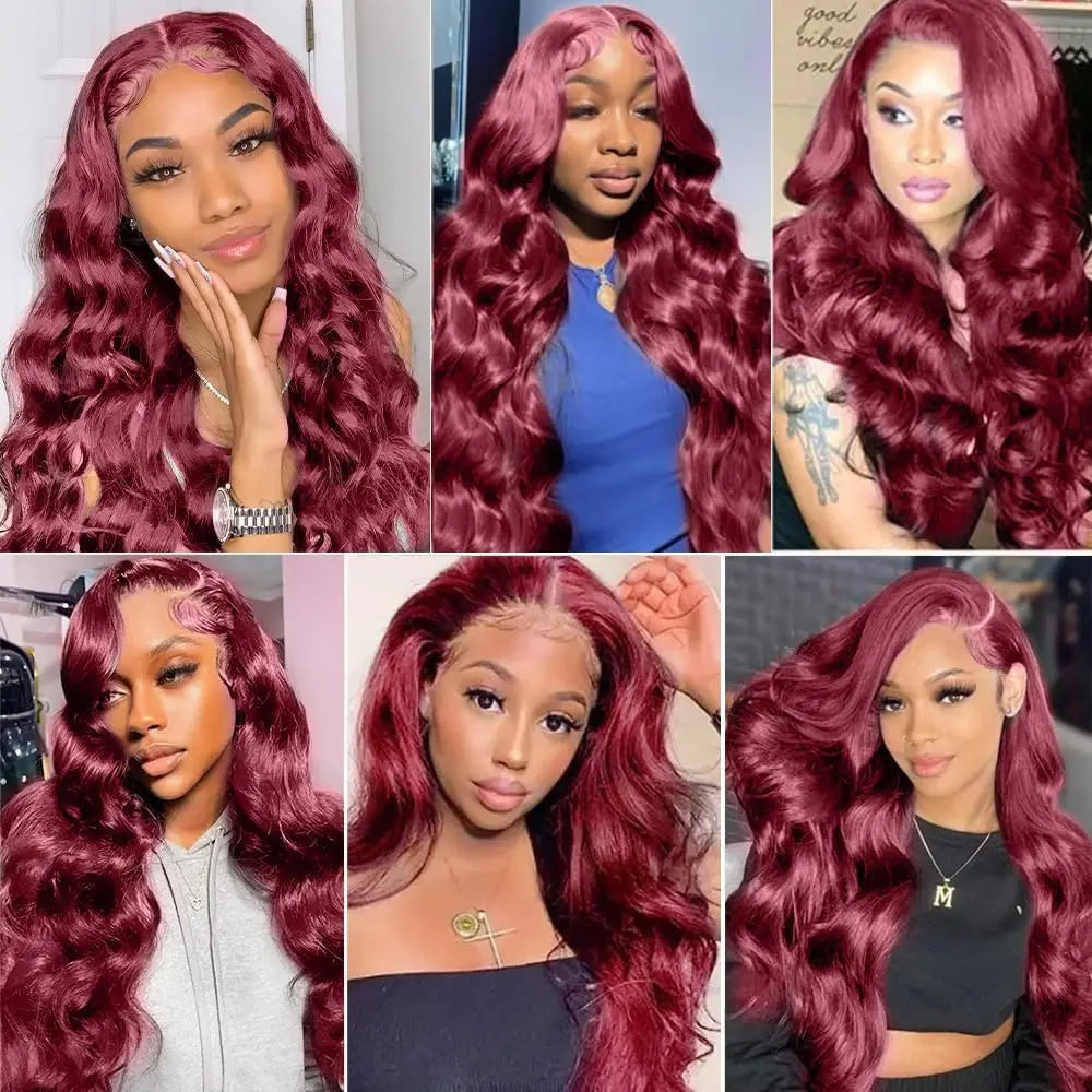 99J 360 Full Lace Wig Human Hair Pre Plucked Burgundy 250 High Density Lace Wigs Body Wave Lace Front Wig Human Hair Wigs