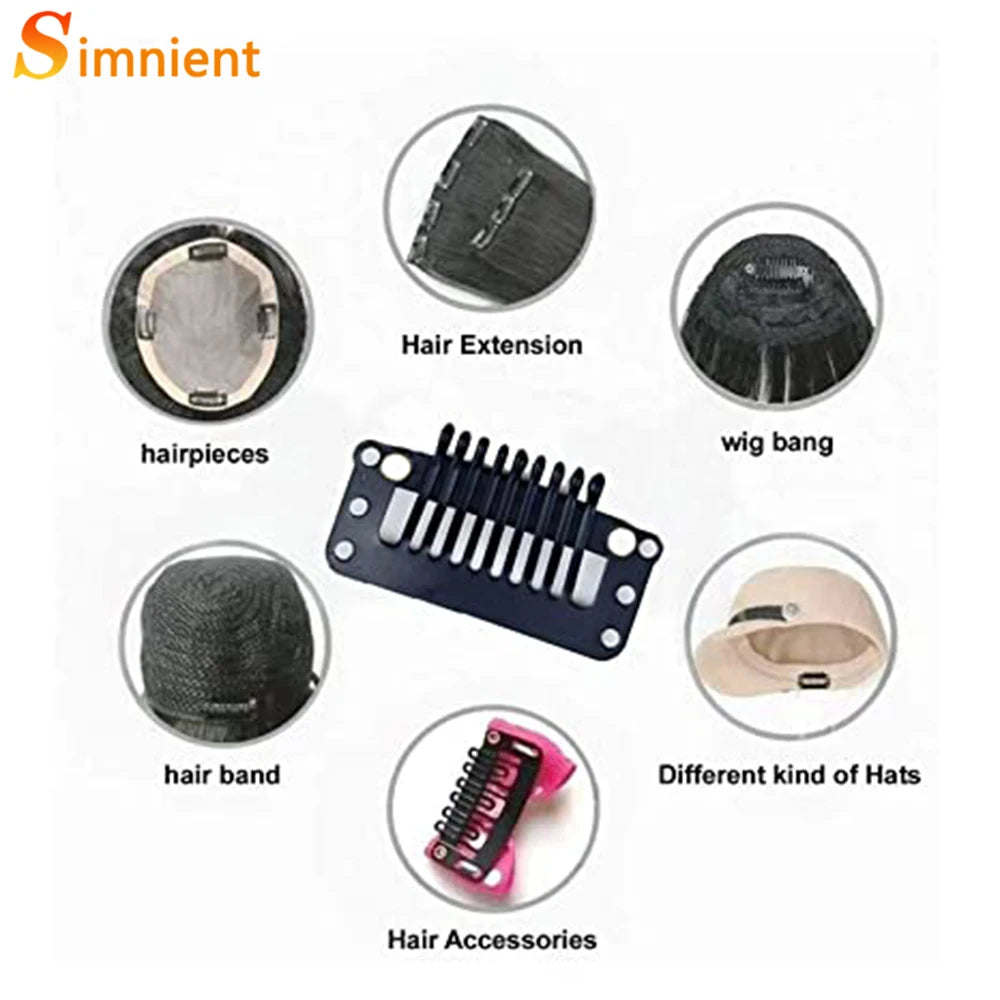 U/T Shape 30Pcs/Lot Clip In Hair Extension Wig Clips For Human Hair Bangs Snap Hair Clips For Extensions Metal Comb For Closure