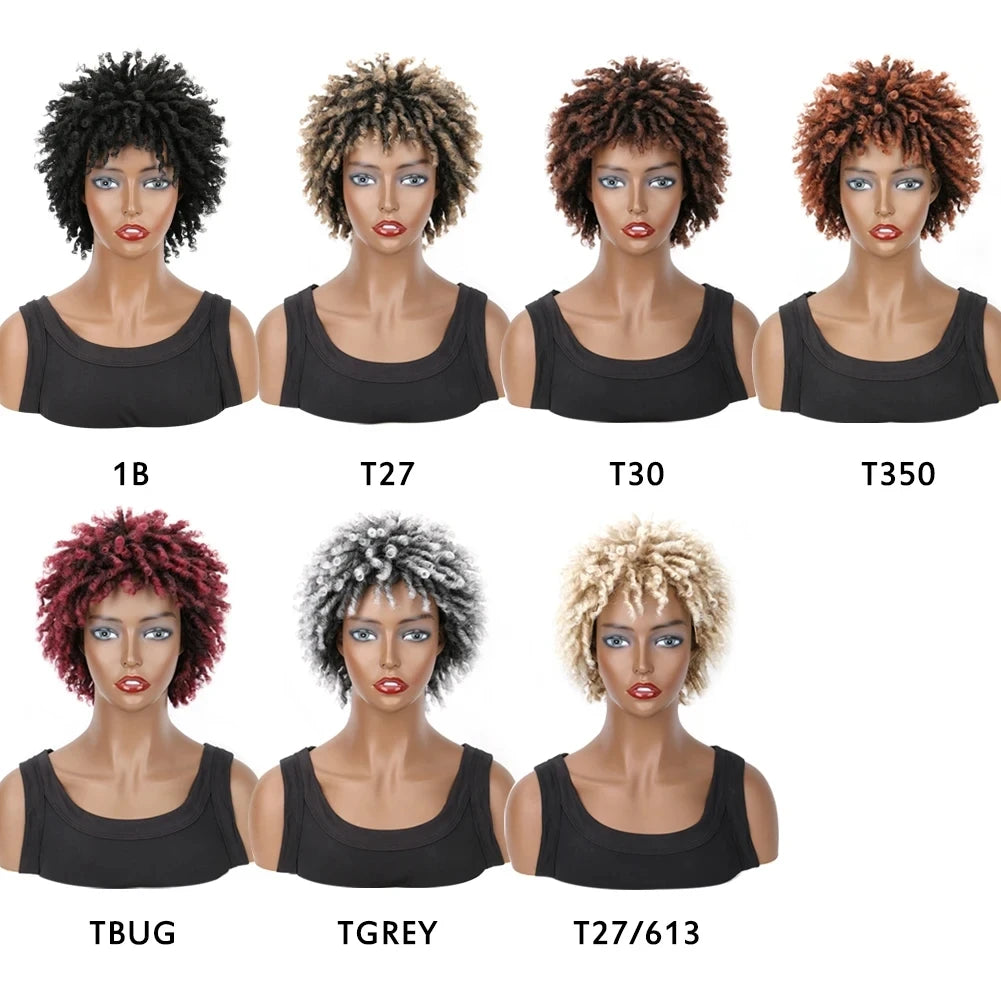 3inch Short Afro Dreadlock Wig Curly Faux Locs Hair Wigs Short Dreadlock Wig for Black Women And Men Afro Kinky Twist Wig