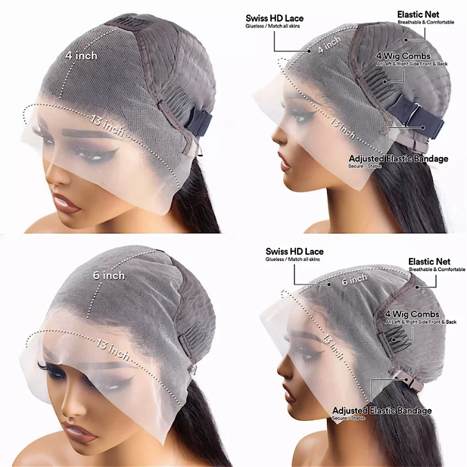 250 Density13x6 HD Transparen Loose Deep Wave Curly Lace Front Human Hair Wigs 13x4 Lace Frontal Brazilian Remy Hair Wig