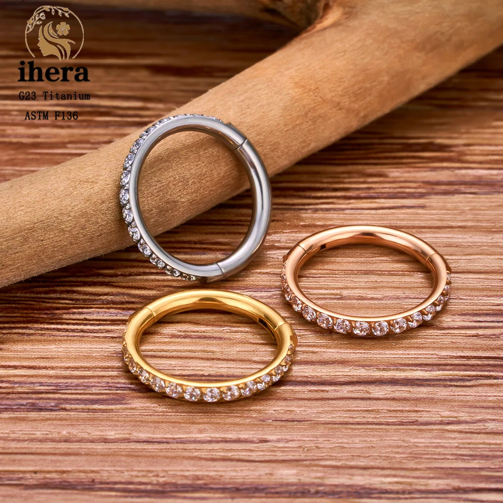 1/10PCS G23 Titanium Nose Rings Septum Clicker Ear Cartilage Tragus Helix Daith Earrings Hoops 16G 18G CZ Body Piercing Jewelry