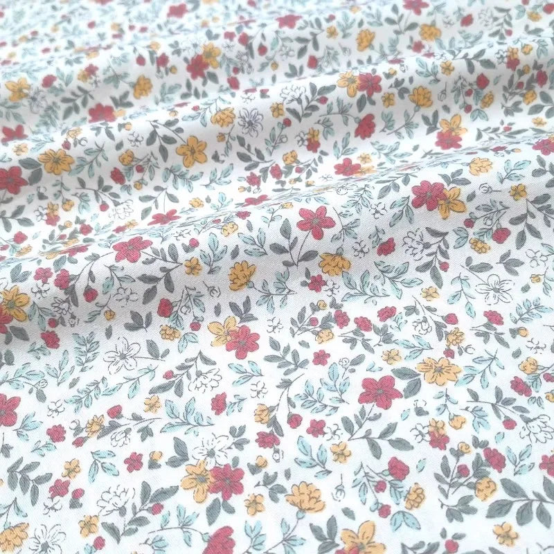 Floral Print Cotton Fabric | 235×50cm Small Pattern DIY Fabric for Shirts, Dresses, Bedding & Home Decor Crafts