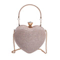 Gold Bright Silk Circular Evening Bag Women Banquet Clutch Rhinestone Decor Chain Shoulder Bags Luxury Female Party Handbags