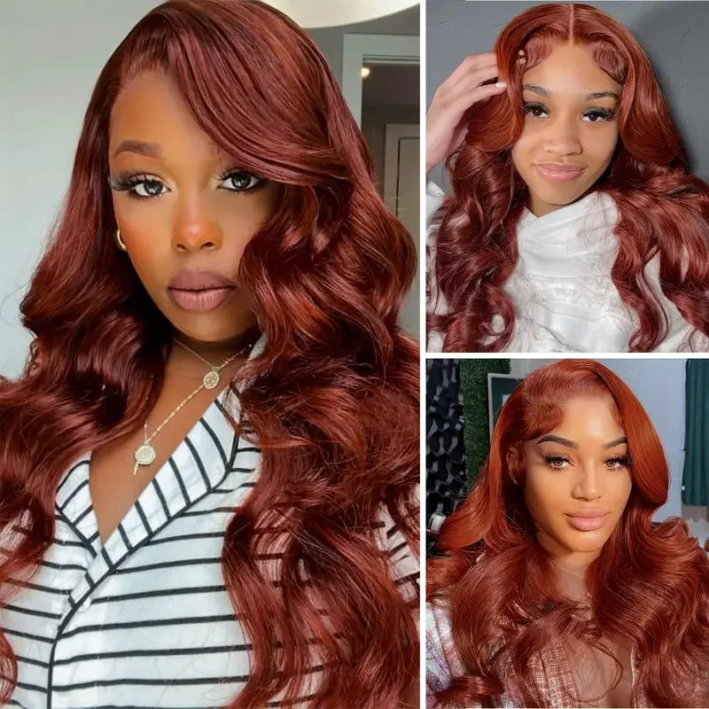 Reddish Brown 13x4 Body Wave Lace Frontal Human Hair Wigs Brazilian Virgin Remy Hair 13x6 Transparent Lace Front Wig For Women