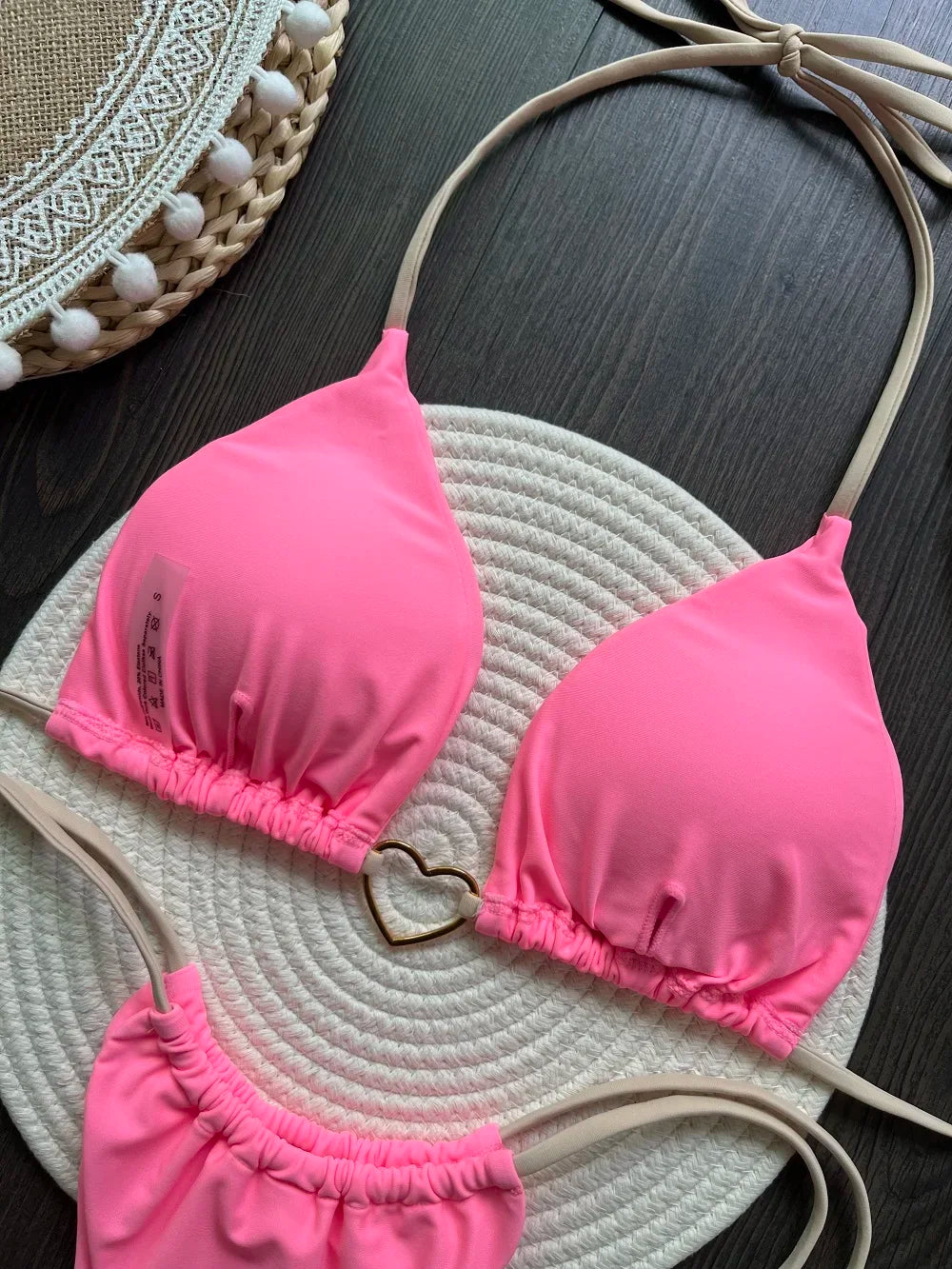 Sexy Halter Solid color Bikini Set Women's Swimsuit Two-piece Triangle Thong Swimwear Bathing Suit Brazilian Biquinis