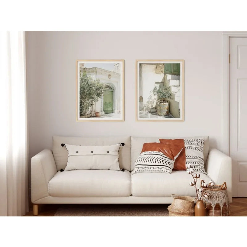 Italy Malta Olive Tree City Canvas Print | 2pcs Mediterranean Minimalist Wall Art Poster | Unframed Home Decor Gift