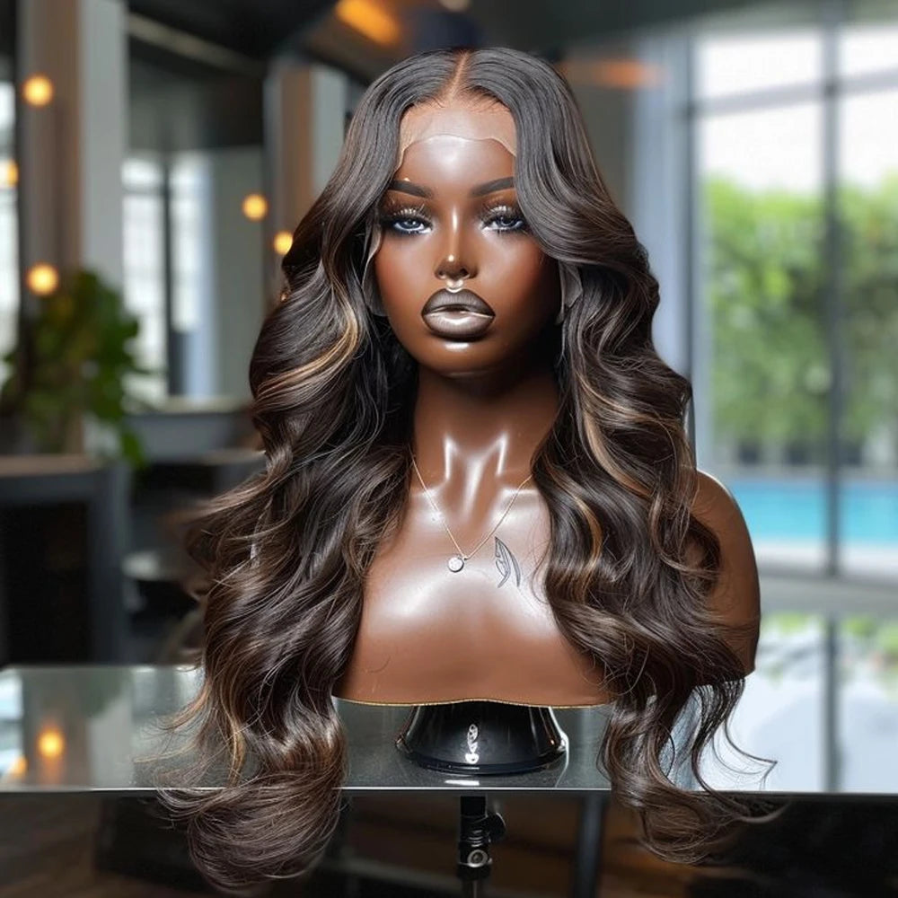 Highlight Body Wave Lace Front Wigs Synthetic 13x4 Ombre Blonde Lace Front Wig 13x6 HD Honey Blonde Lace Frontal Wigs For Women