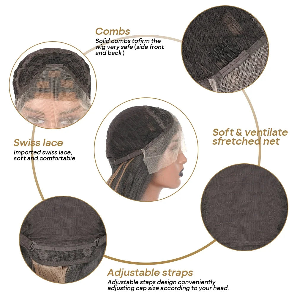 Highlight Body Wave Lace Front Wigs Synthetic 13x4 Ombre Blonde Lace Front Wig 13x6 HD Honey Blonde Lace Frontal Wigs For Women