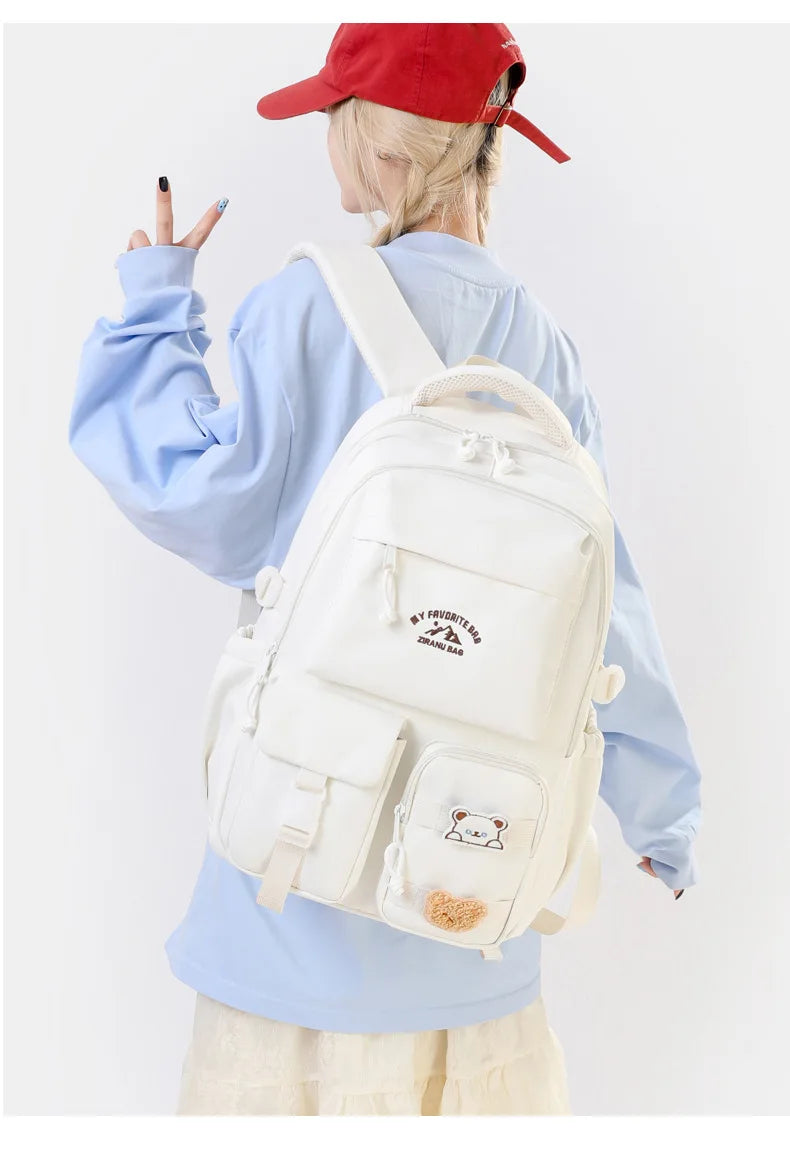 Korean Style Daily Backpack For Women Packsack Waterproof nylon Fabric Travel Backpacks Girls School Bag Teenagers Casual Bags