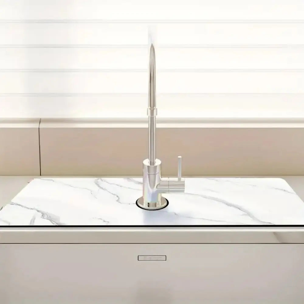 VIKAMA Faucet Pad, White Marble Faucet Absorber Pad, Kitchen Countertop Accessories, Diatom Mud Faucet Pad Home Decor