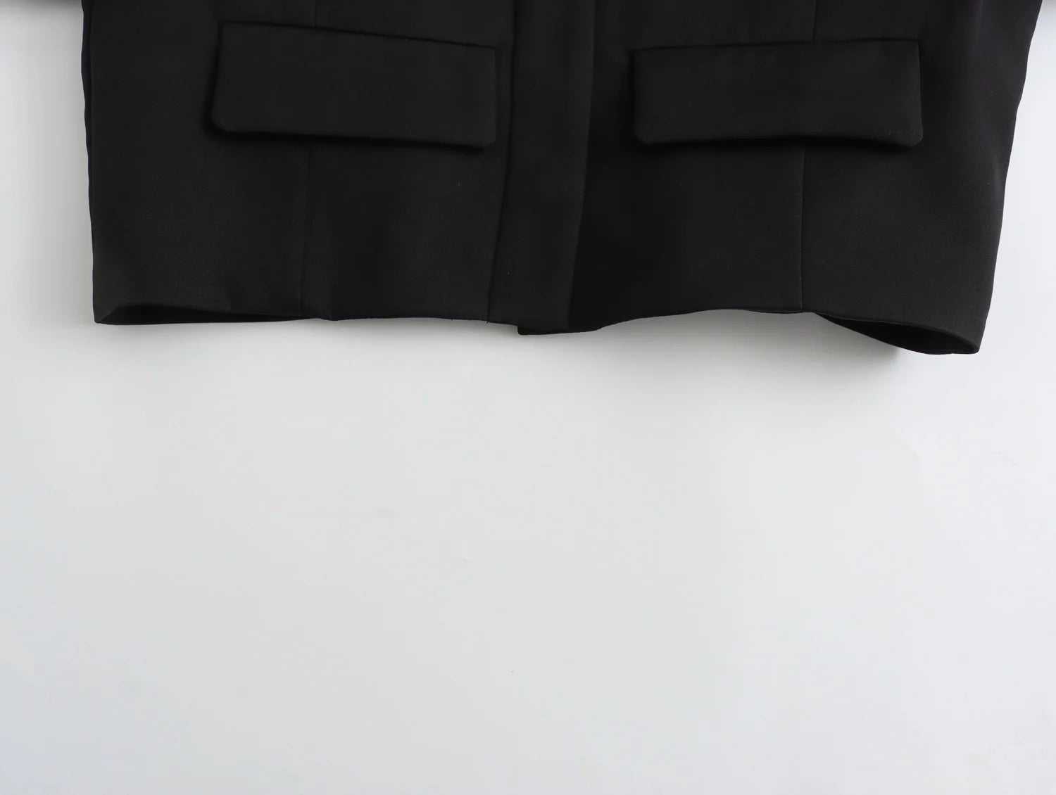 Women's Solid Office Jacket – Long Sleeve Button Coat with Pockets