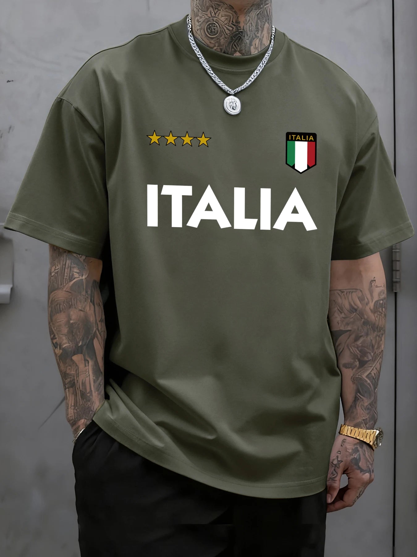 Italian Flag T-Shirt – Unisex Oversized Cotton Casual Summer Tee