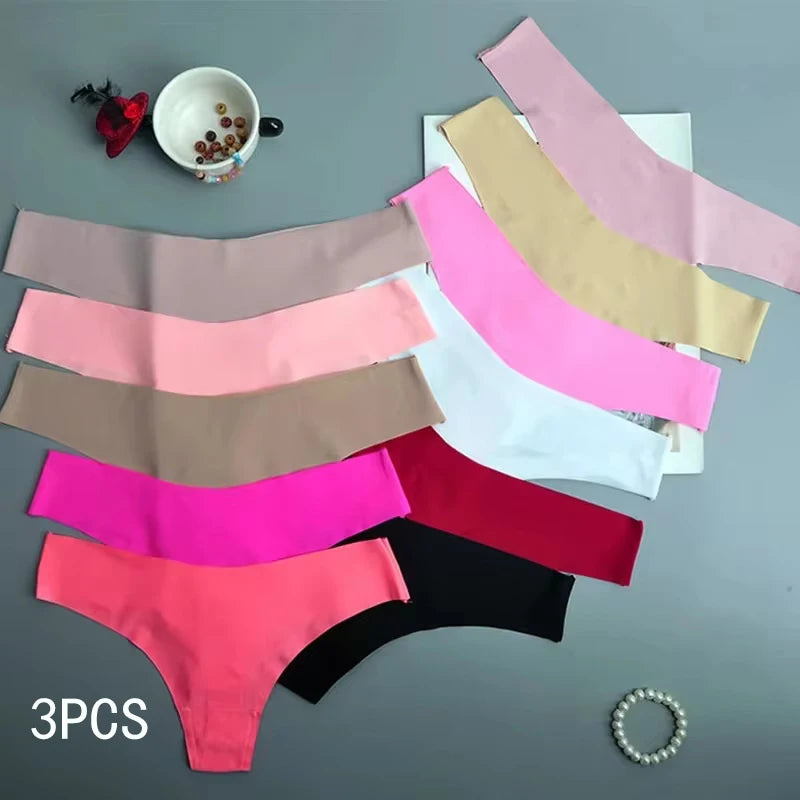 Women's Ice Silk Underwear – 3-Pack Low Waist V-Waist Breathable Sports Briefs with Cotton Crotch