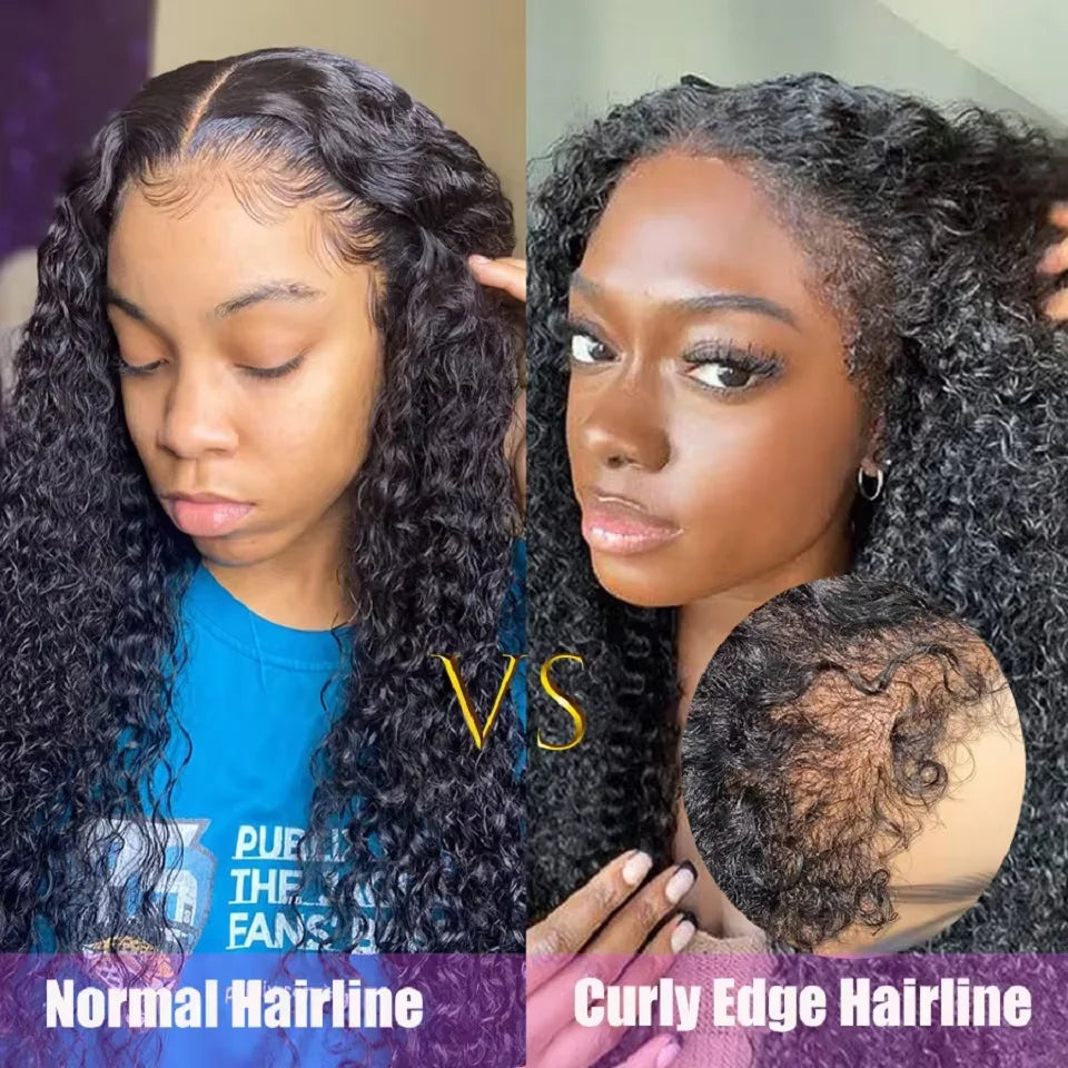4C Edges Curly Human Hair Wigs Kinky Curly 13x6 HD Lace Frontal Wig 250% Deep Wave 13x4 Lace Front Human Hair Wigs on Sale