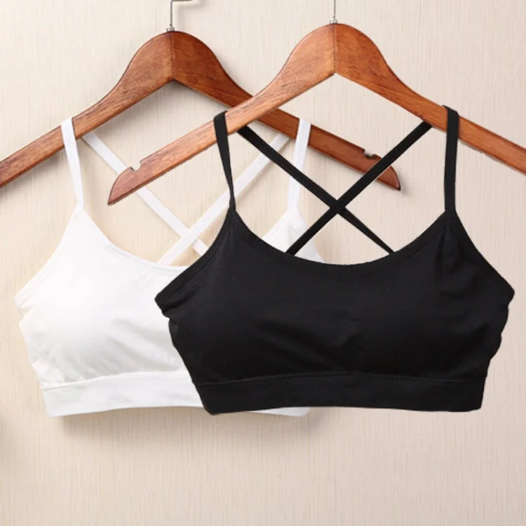 Women's Wireless Sports Yoga Crop Top – Seamless Activewear with Wide Letter Straps