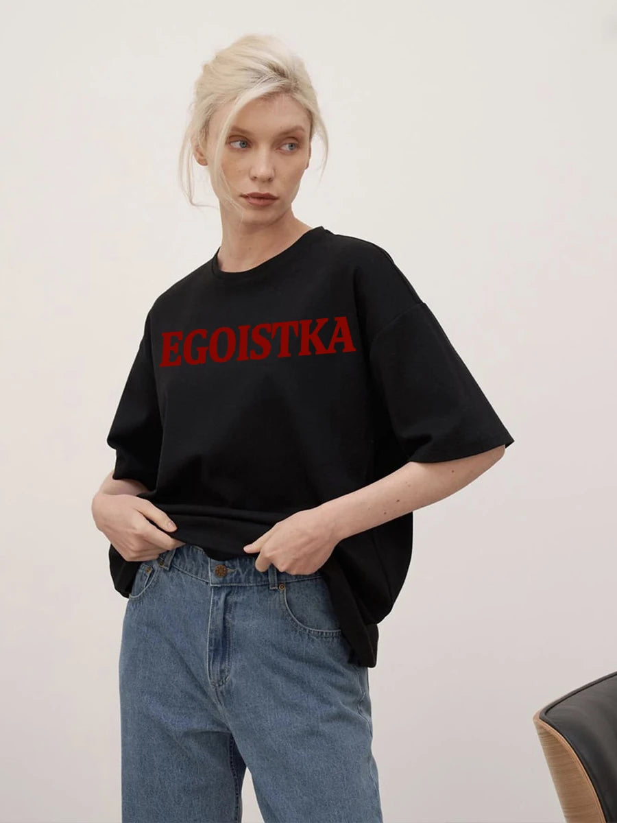 Hirsionsan American Retro Letter Printed T Shirt Women Summer Cotton Soft Short Sleeve Tee Female Oversized Higt Street Top 2025