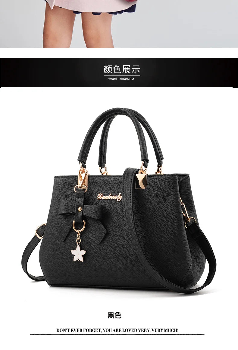 Yogodlns Elegant Women Messenger Bags with flower pendant Office Ladies Totes Pure Leather Handbag for female Crossbody Shoulder