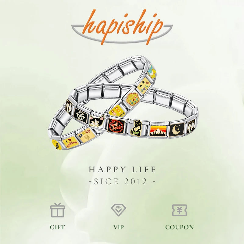 Hapiship New Fashion Women Girls Pretty Glaze Rose Flower Charm Links Fit 9mm Stainless Steel Bracelet DIY Making Jewelry DJ027