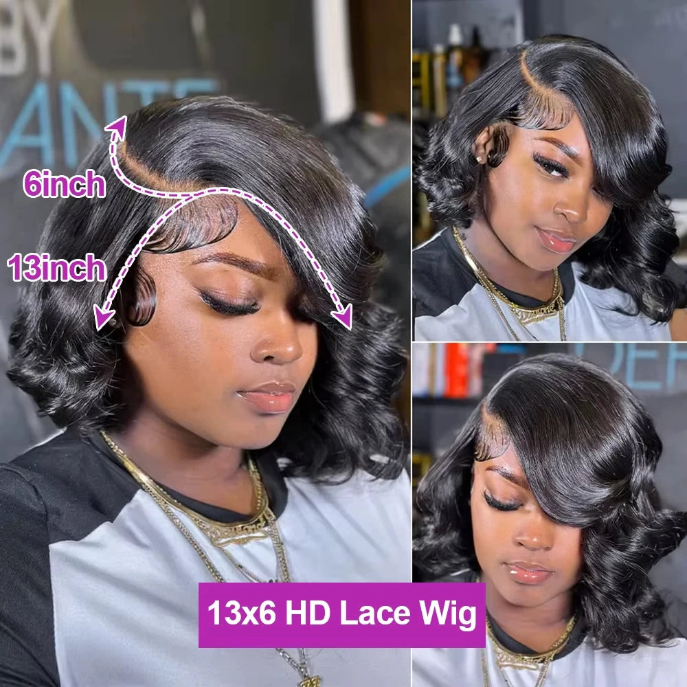 210 Density Bob Wig Human Hair 13x6 HD Lace Wigs Body Wave Human Hair Wig pre plucked Pre Cut Brazilian Lace Front Wig For Women
