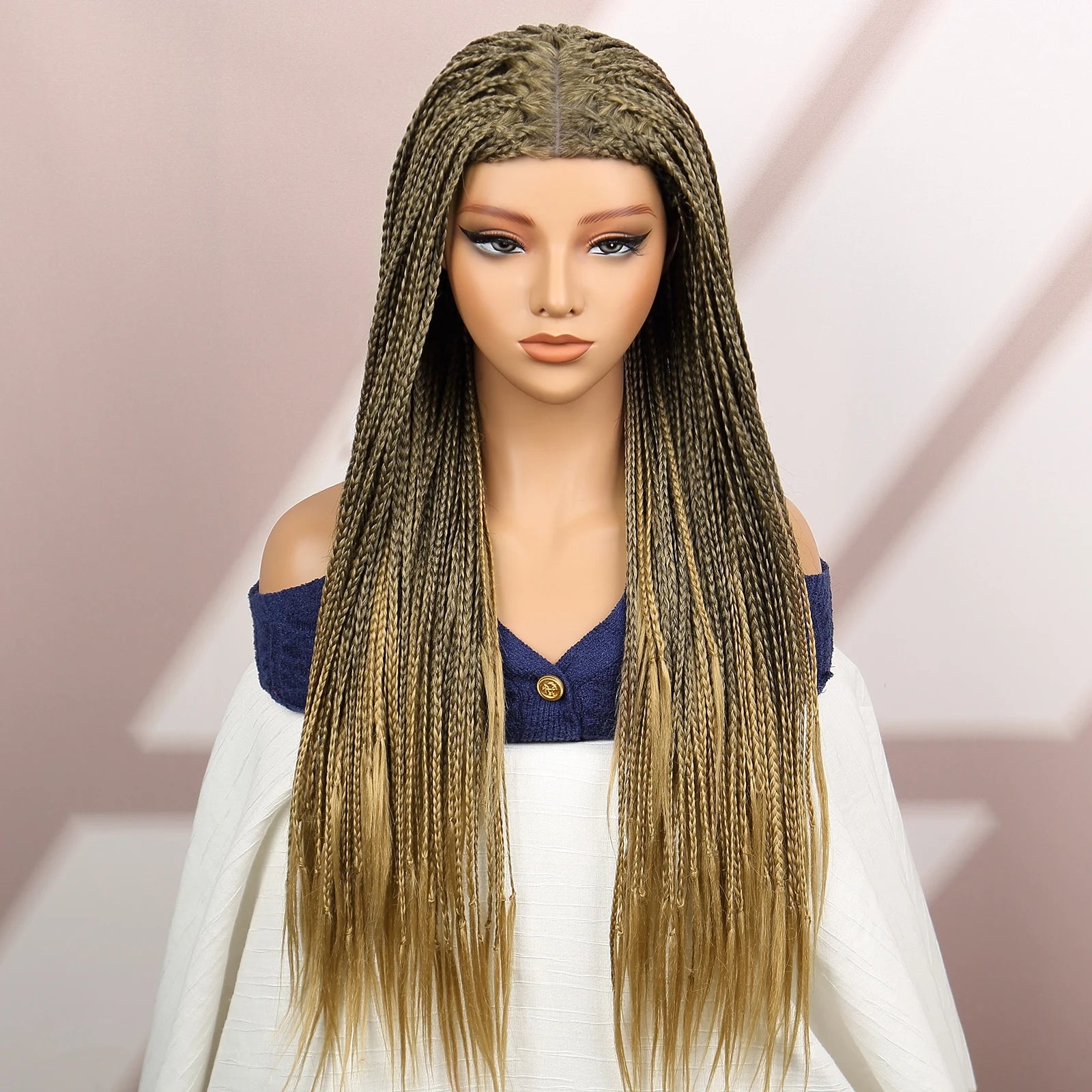 Premium Synthetic Braided Wigs Ombre Colors Protective Style Machine Made Braided Wig 32 inch Long Wigs For Black Women
