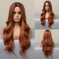 ALAN EATON Long Wavy Synthetic Wigs Ombre Black Pink Wigs for Women Cosplay Natural Middle Part Hair Wig High Temperature Fiber