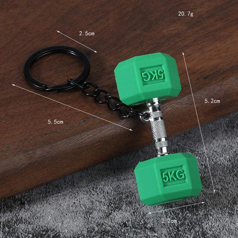 3D PVC Sports Fitness Pendant Mini Barbell Plates Keychain Kettlebells Water Cups Simulation Dumbbell Keyring Creative Bag Charm