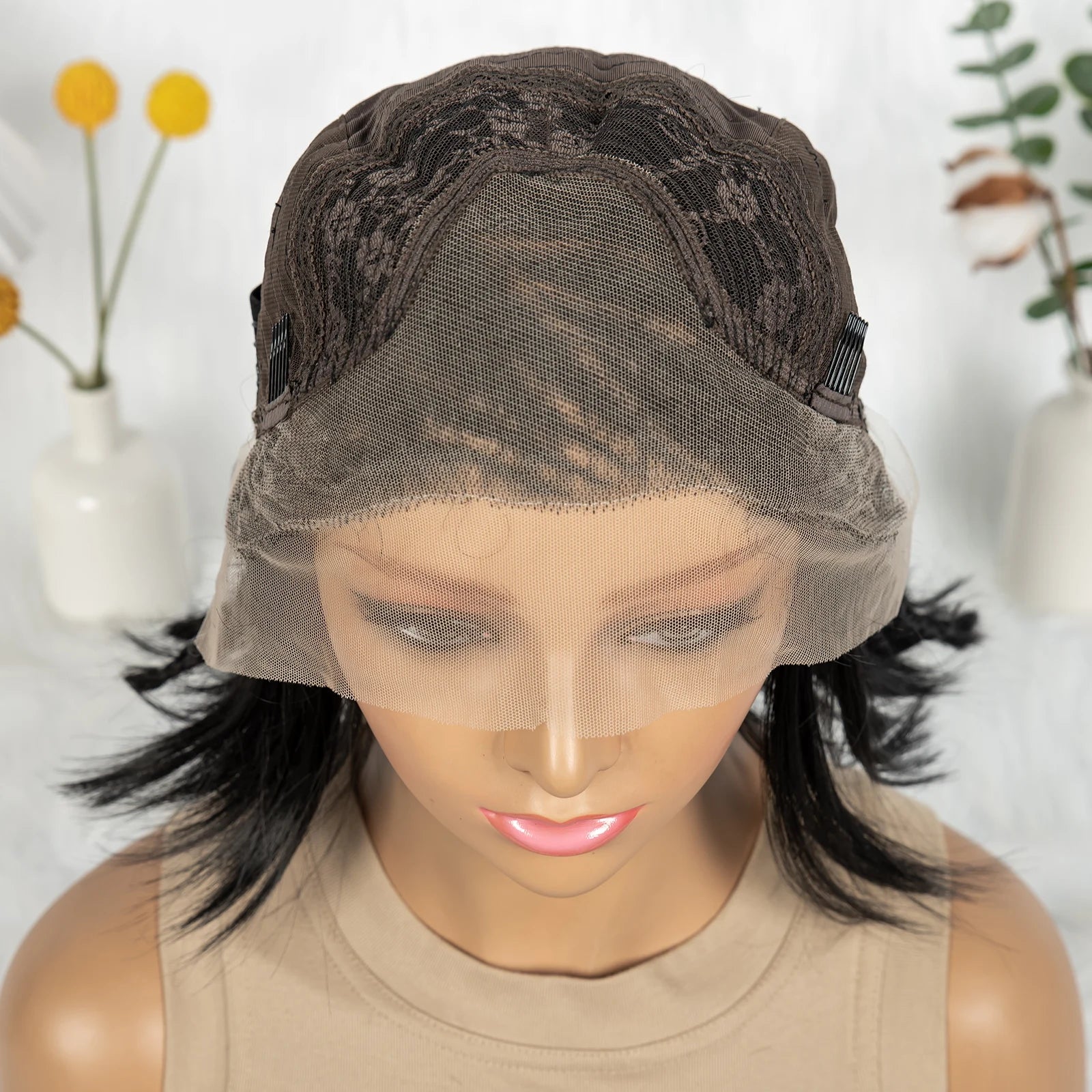 Synthetic Cornrow Braided Wigs Straight 13x4 Lace Frontal Wig With Baby Hair Partition Design With Braided For Black Women