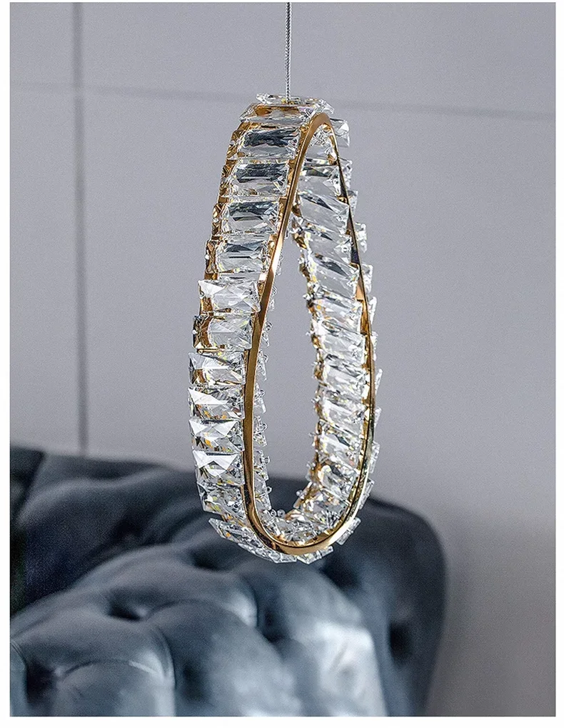 Luxury LED Crystal Pendant Light | Modern Chandelier for Bedroom & Living Room | 3 Color Modes | 90–260V