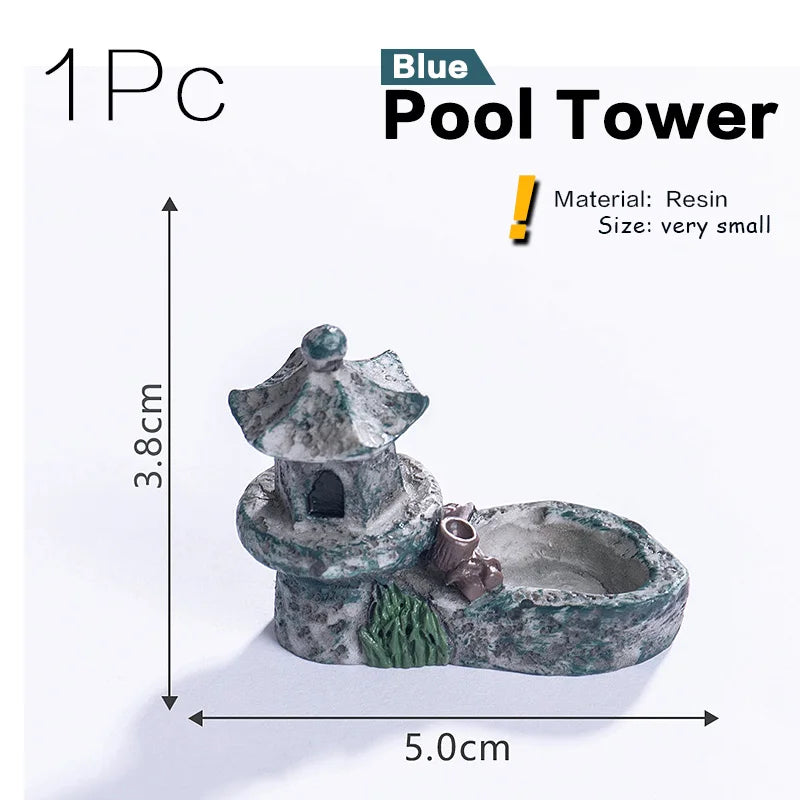 Lighthouse Figurine Miniature | Resin Pool Tower Micro Landscape Ornament | Fairy Garden & Home Decor Accessory