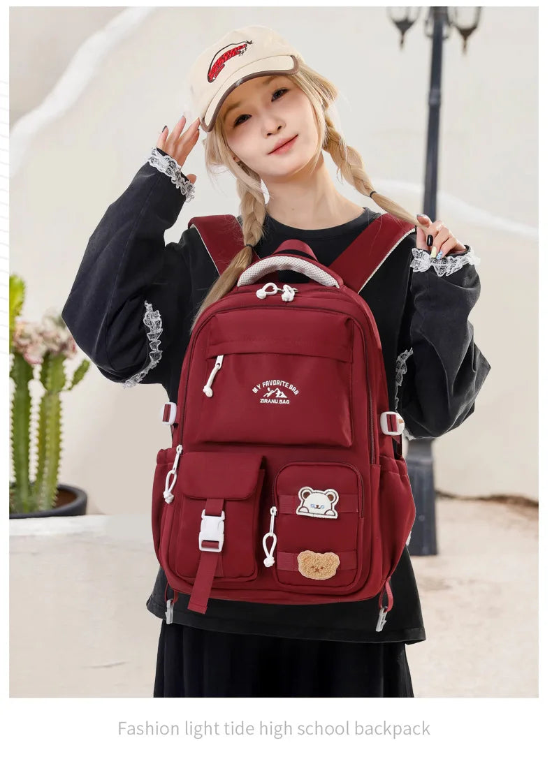 Korean Style Daily Backpack For Women Packsack Waterproof nylon Fabric Travel Backpacks Girls School Bag Teenagers Casual Bags