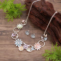 Enamel Daisy Stud Earrings & Necklace Set – Diamond Flower High-End Women's Jewelry