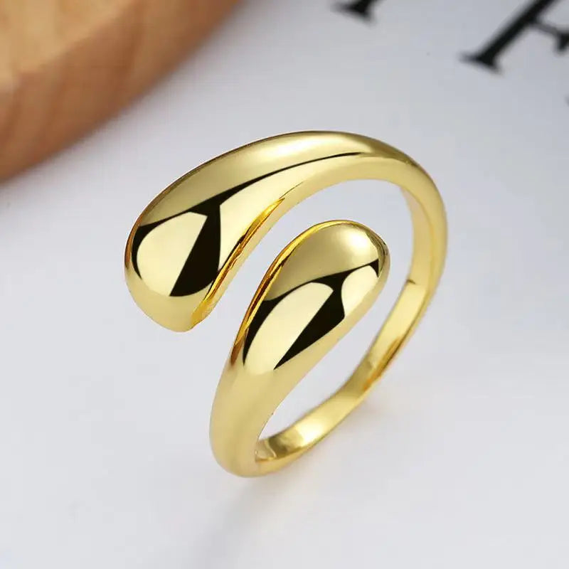 Chunky Adjustable Water Droplet Rings Handmade High Polished Thumb Band Statement Ring for Women Girl Opening Ring