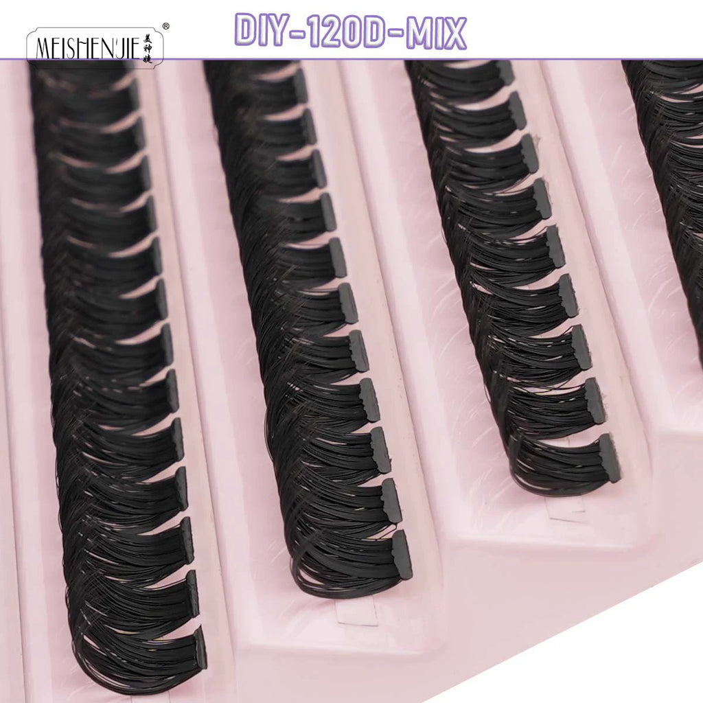 New 10Rows Individual Lashes Kit Natural Long DIY Cluster Eyelashes with Lash Bond and Seal Extension Kit Makeup Tools Faux Cils