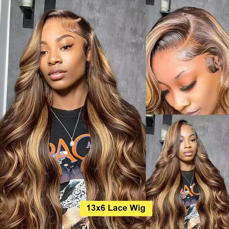 4/27 Blonde Pre Plucked Wigs 13x6 Hd Transparent Body Wave Lace Front Wig Colored Highlight Human Hair Wigs For Women Brazilian