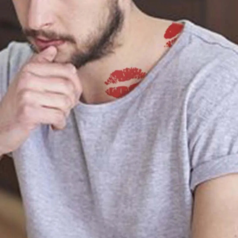 Red Lips Temporary Tattoo – Long-Lasting Waterproof Fake Tattoo for Neck & Arm
