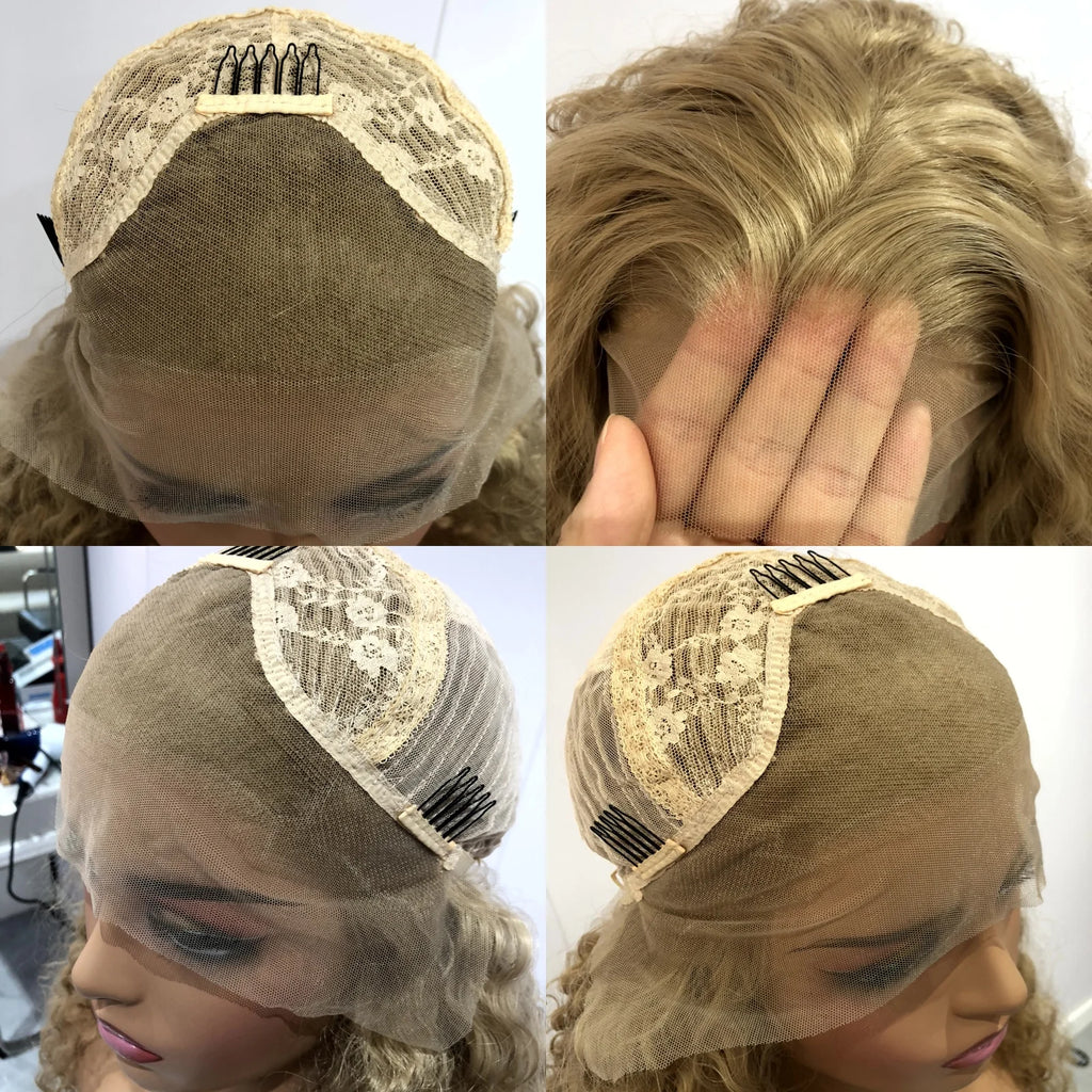 Ash Blonde Wig Loose Body Wave Synthetic Lace Front Wigs Long Curly Natural Wavy Honey Colored Hair 13X4 Frontal Wigs for Women